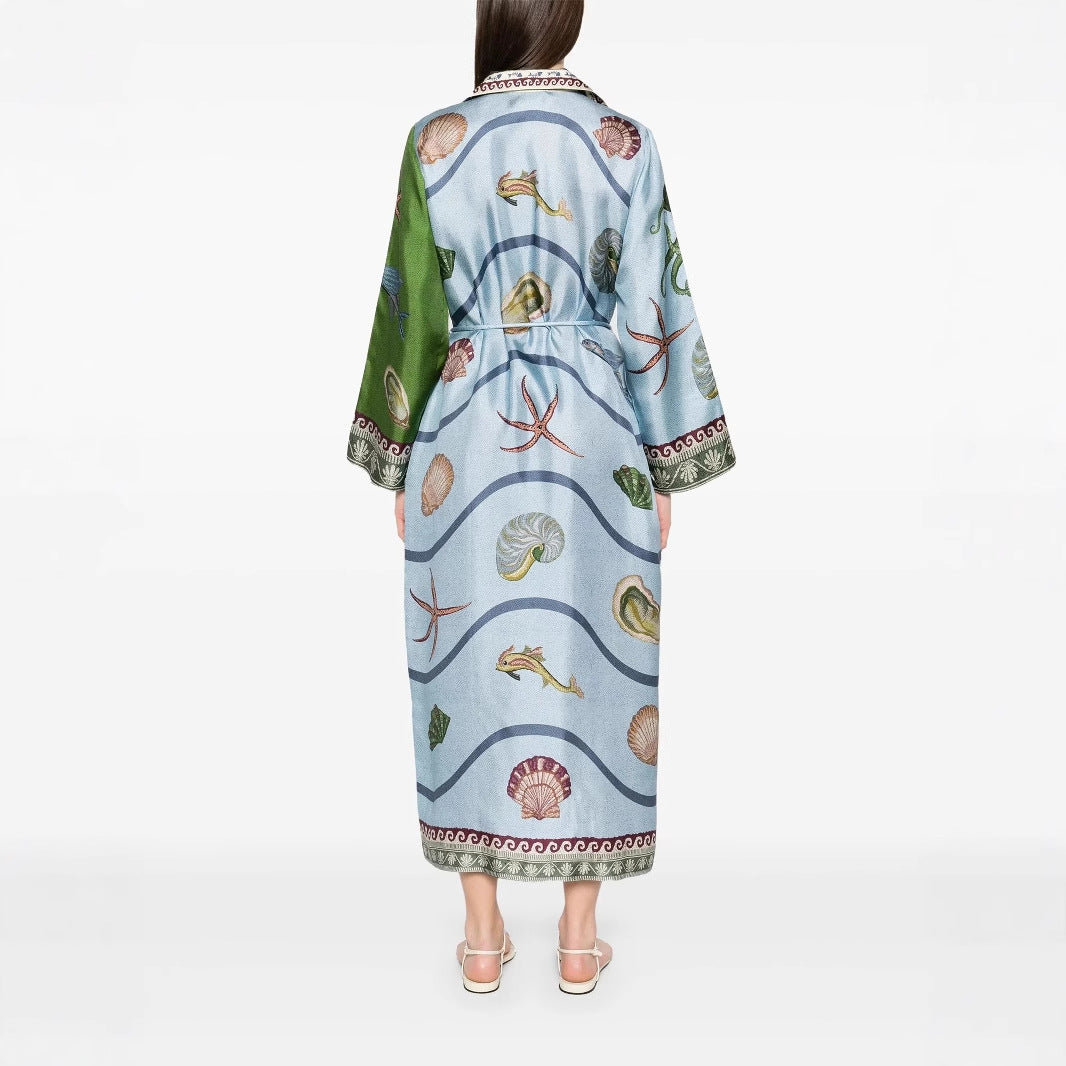 Stylish Temperament Leisure Linen Collar Long Dress