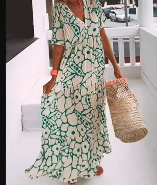 Women's New Dress Summer Printed Sleeve Dresses