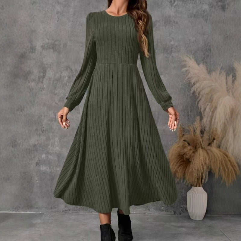 Charming Women's Short-sleeved Hem Knitted Long-sleeved Dress