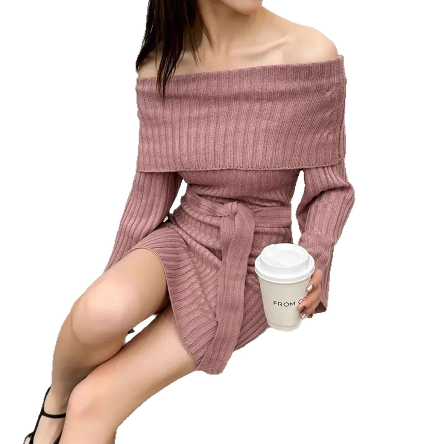 Women's French Knitted Gentle Sweet Long Sleeve Skirts