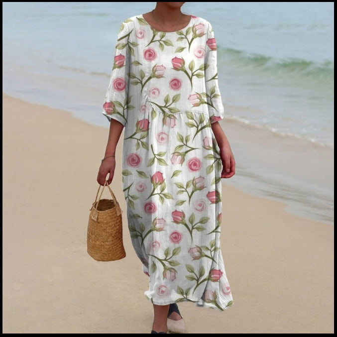 Women's Summer Long Printed Casual Fashion Ladies Dresses