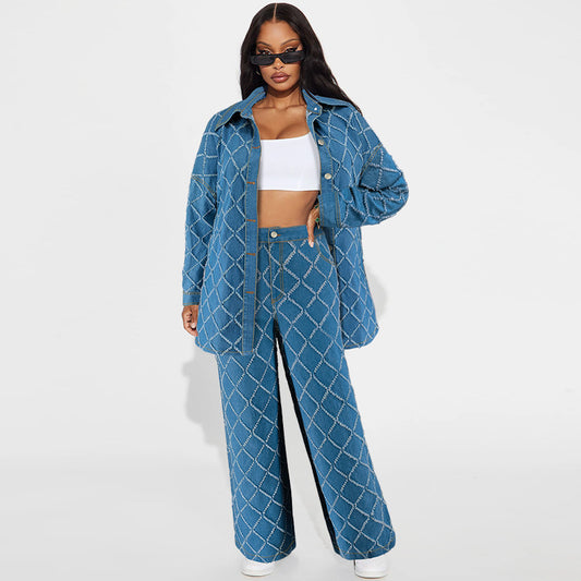 Women's Fashion Wear Denim Tassel Plaid Cardigans