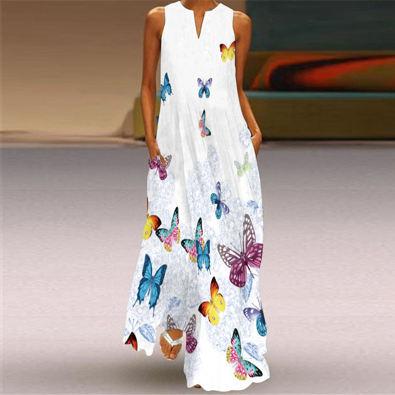 Women's Summer Sleeveless Dress Printed Emerald Dresses
