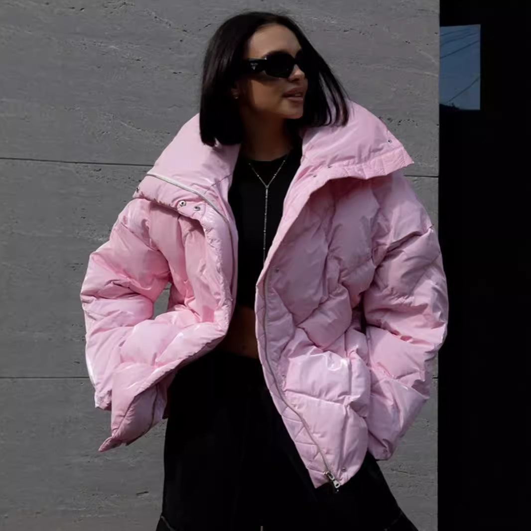 Rhombus Baggy Matte Glossy Lapel Casual Coats
