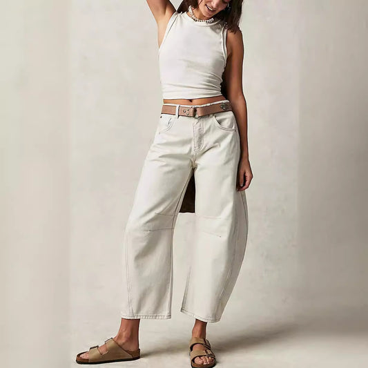 Women's Fashion Casual Wide Leg Loose Waist Jeans