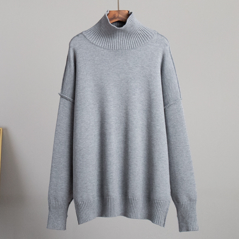 Women's Patchwork Turtleneck Casual Lazy Thickened Pullover Sweaters