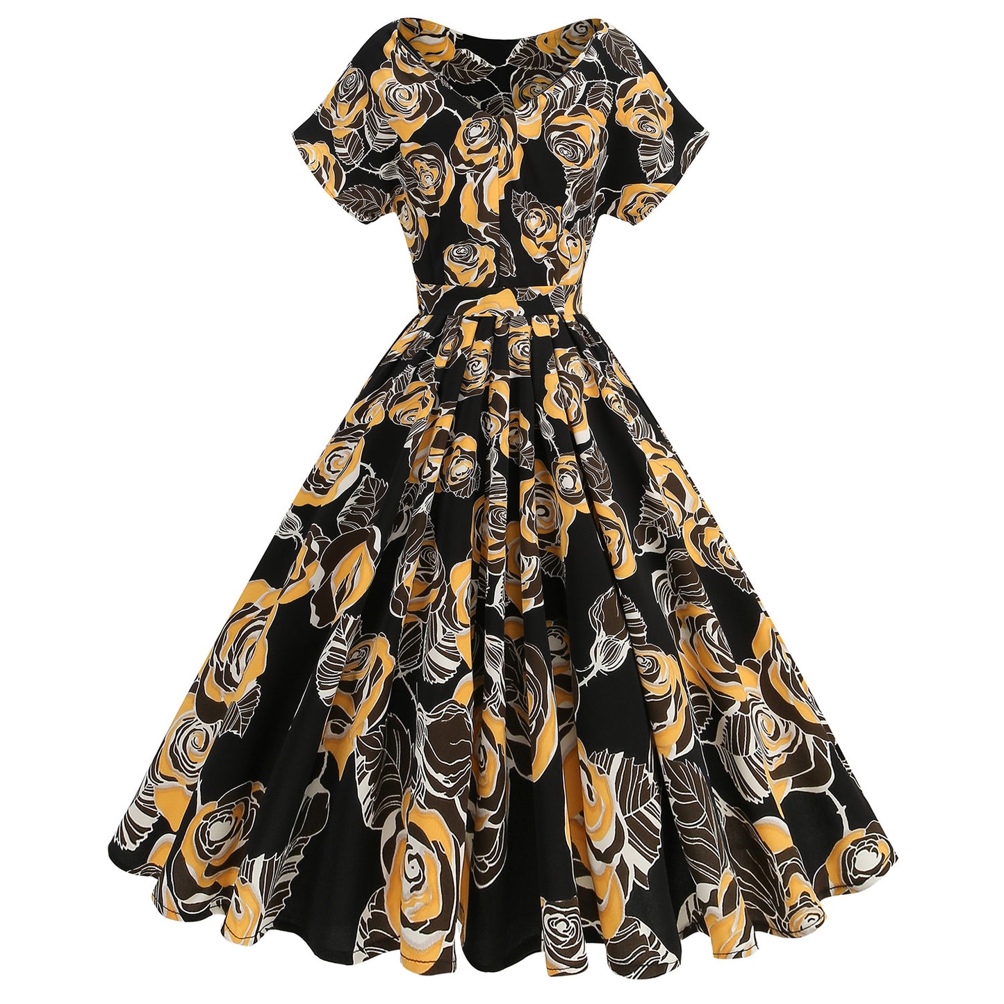 Women's Halloween Swing Collar Pile Sleeve Polka Dot Print Dresses