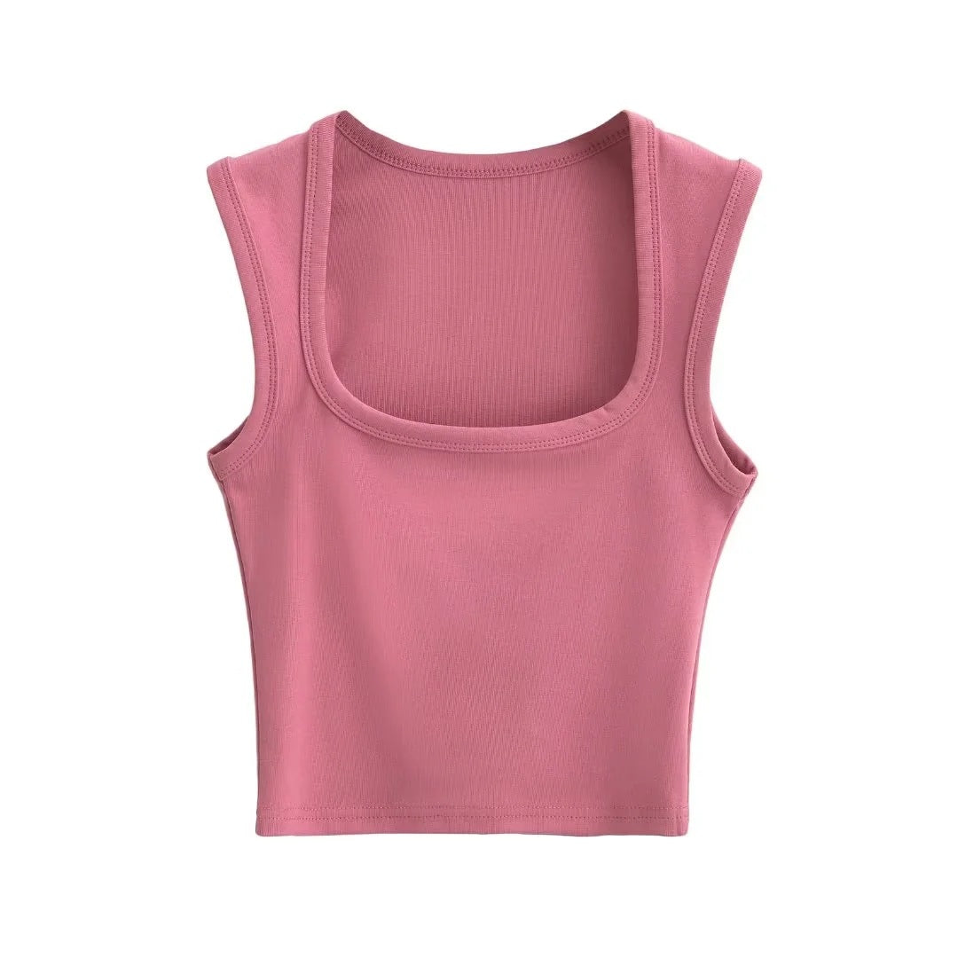 Women's Summer Sexy Deep Square Collar Tight-fitting Tops