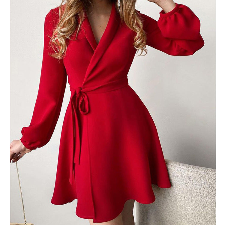 Women's Fashion Elegant One-piece Color Matching Dress Dresses