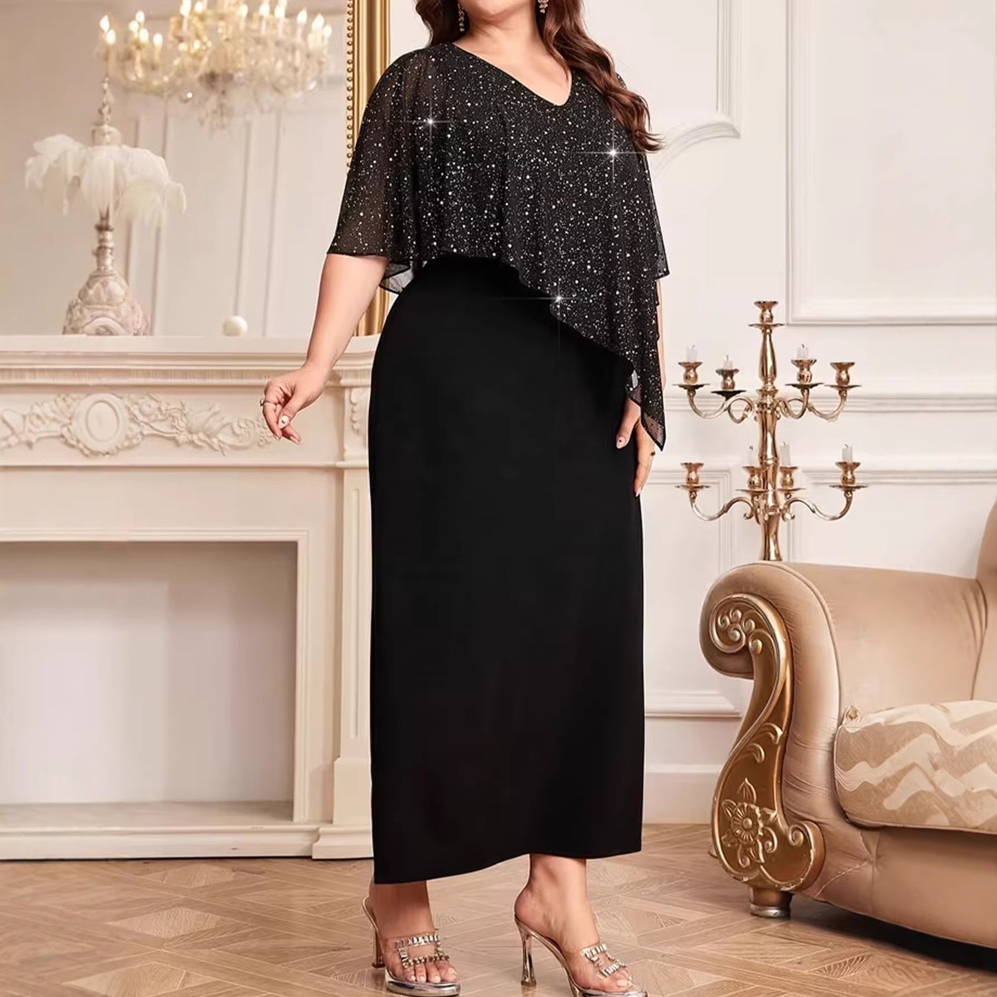 Women's Color Mesh Elegant Hip Slim Fit Slimming Dress
