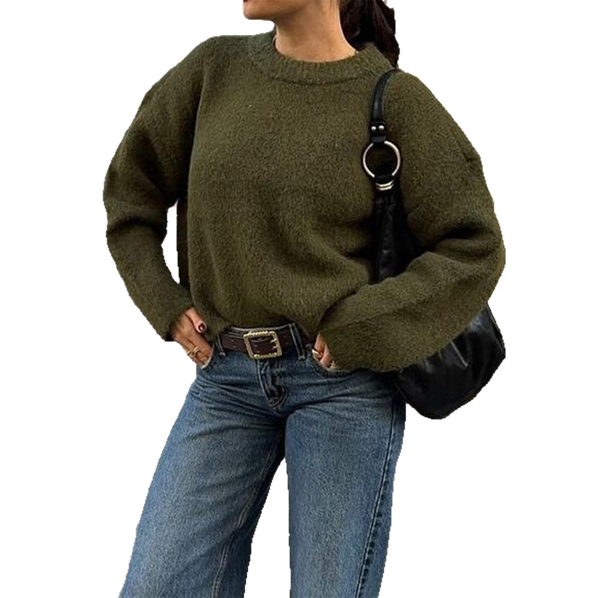 Women's Simple Fashion Woolen Long Sleeve Solid Color Sweaters