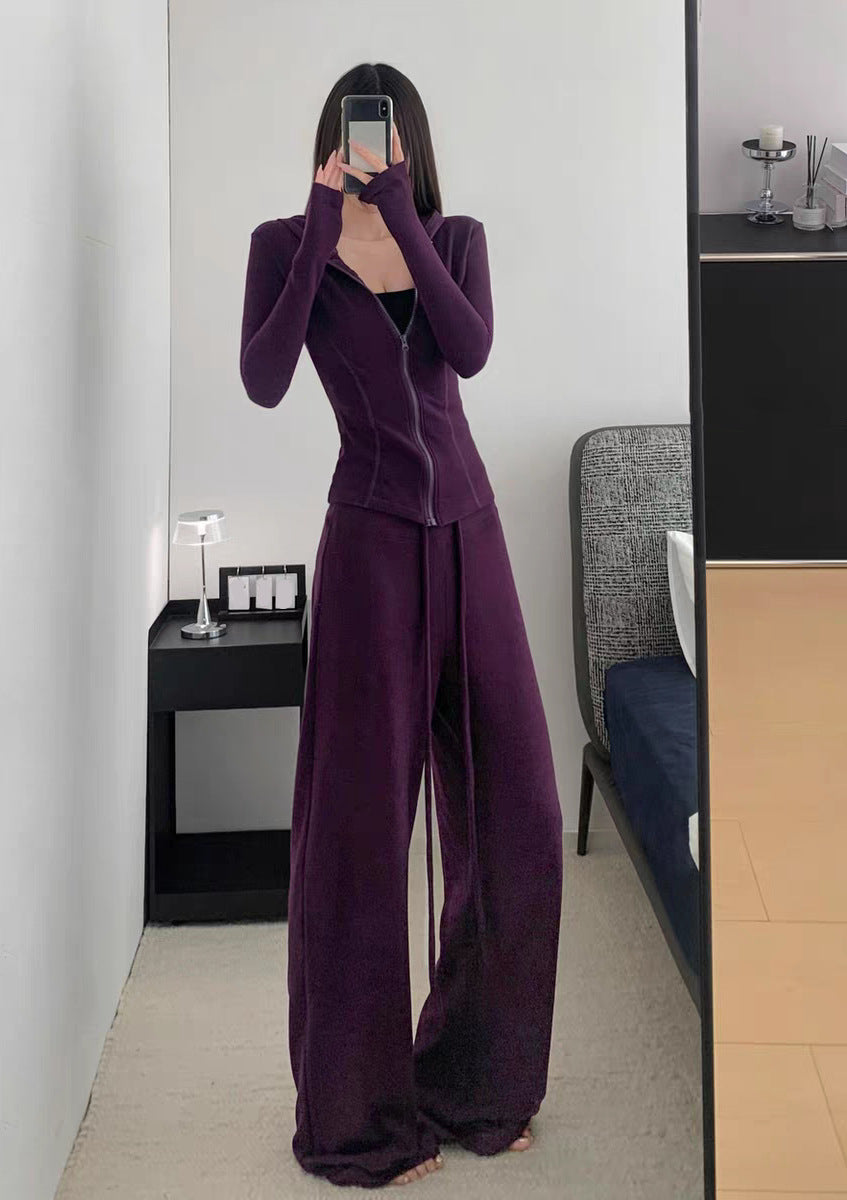 Autumn Simple Comfortable Tight-fitting Cinched Single-breasted Drawstring Trousers Suits