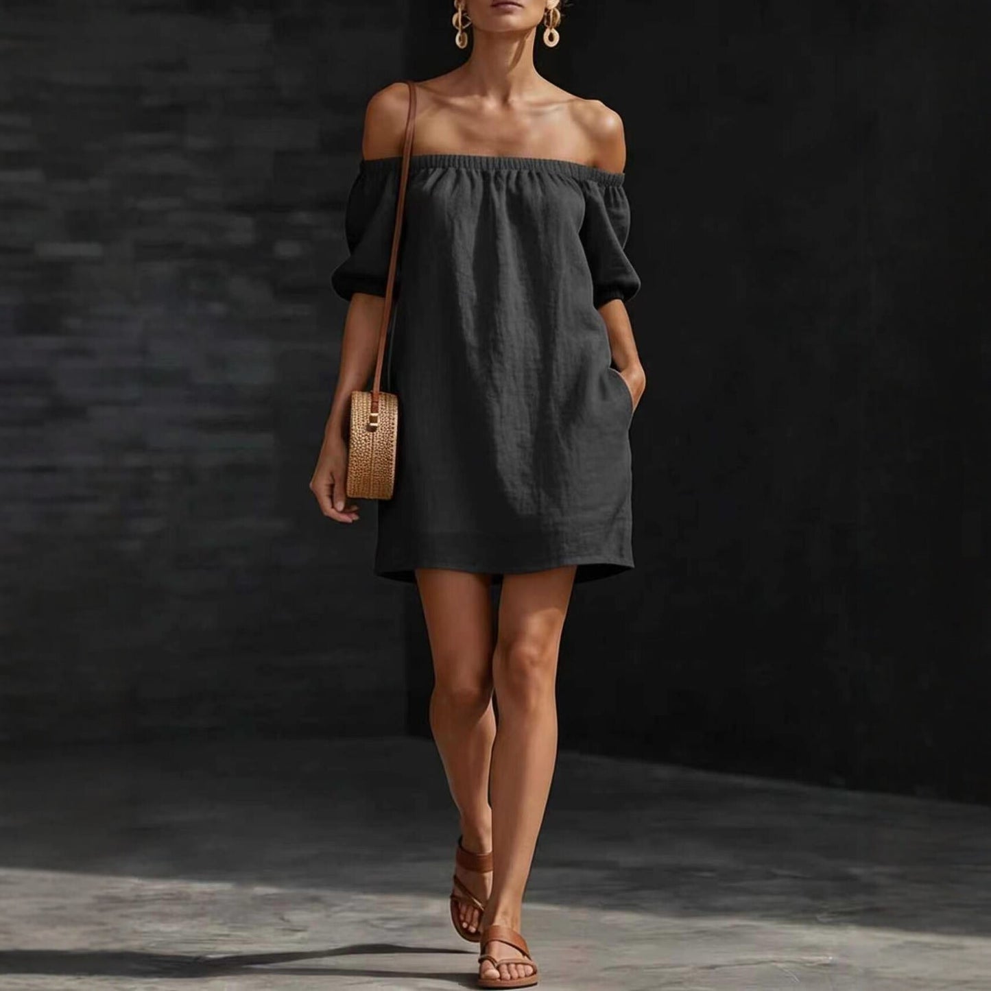 Women's Summer Cotton Linen Fashion Loose Temperament Solid Dress