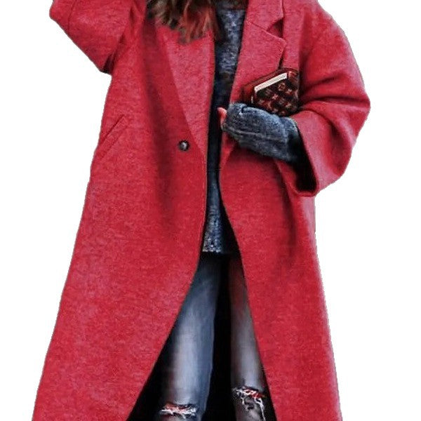 Women's Casual Long Pure Color Warm Keeping Coats