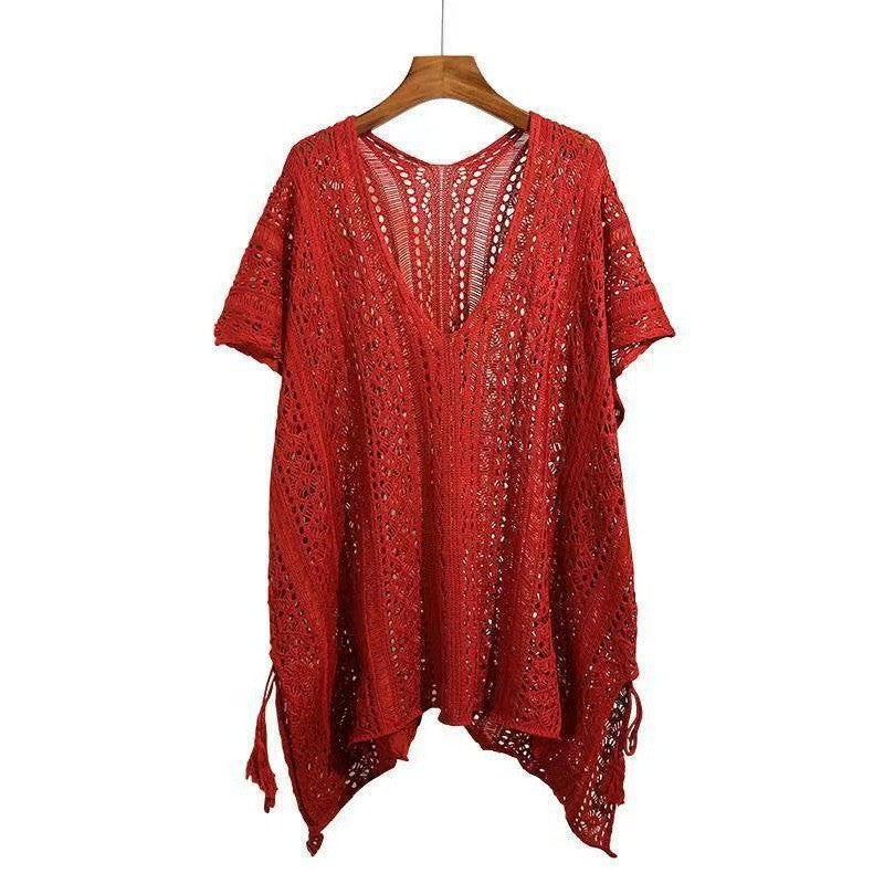 Women's Hollow Short-sleeved Thin Autumn Design Sense Niche Knitwear