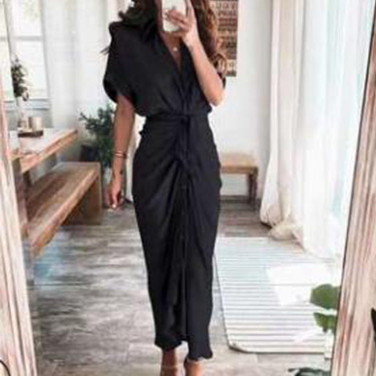 Women's Spring Sexy Print Pleated Irregular Dress Dresses