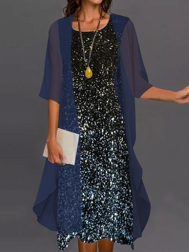 Summer Printed Long Sleeve Loose Two-piece Dresses