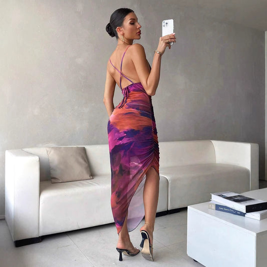 Women's Summer Sleeveless Floral Print Seaside Holiday Dresses
