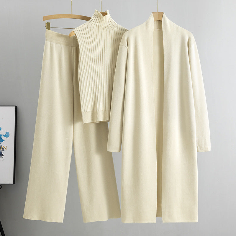 Lazy Temperament Knitting Sleeveless Three-piece Set Fashion Casual Suit