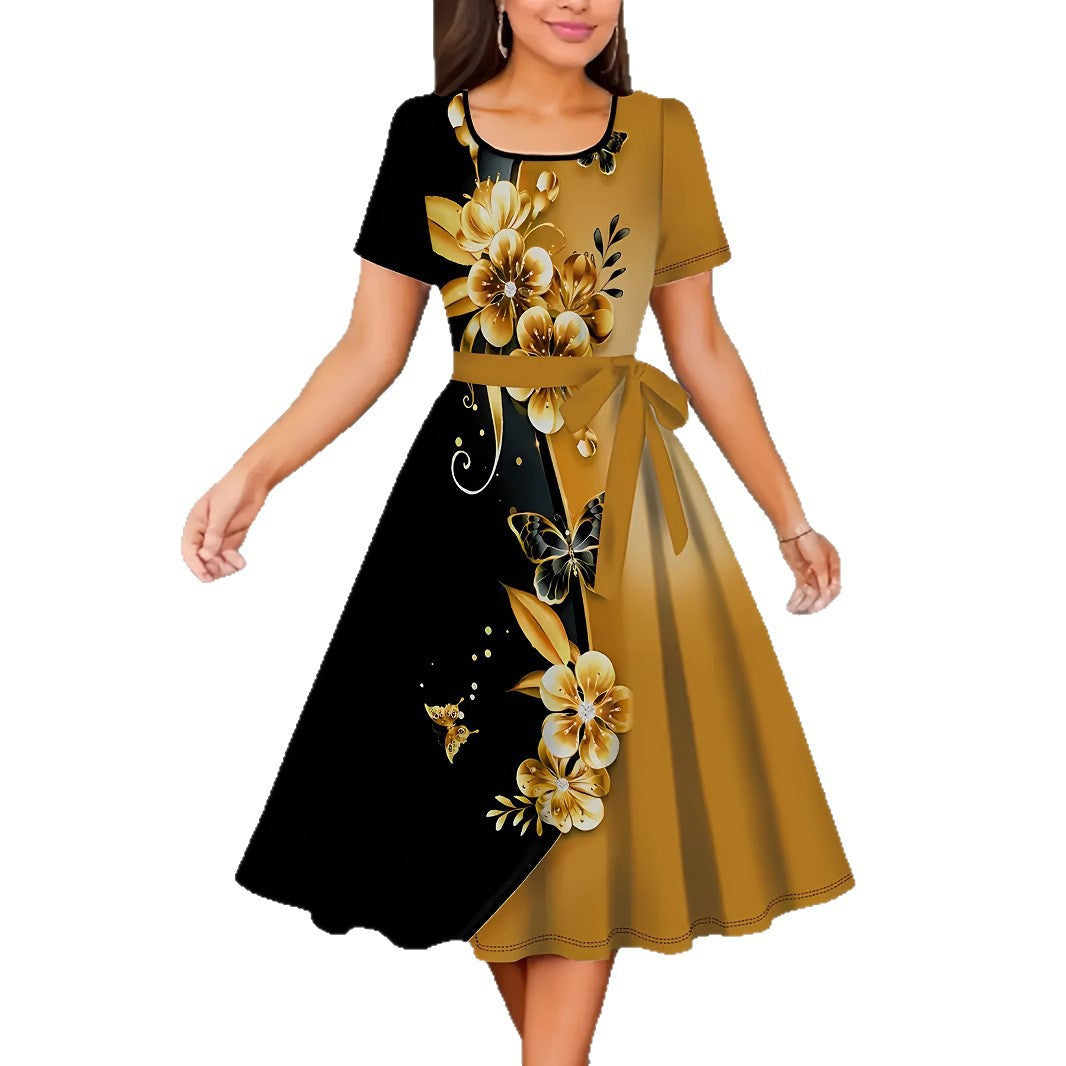Women's Fashion Temperament Commute Floral Print Dress