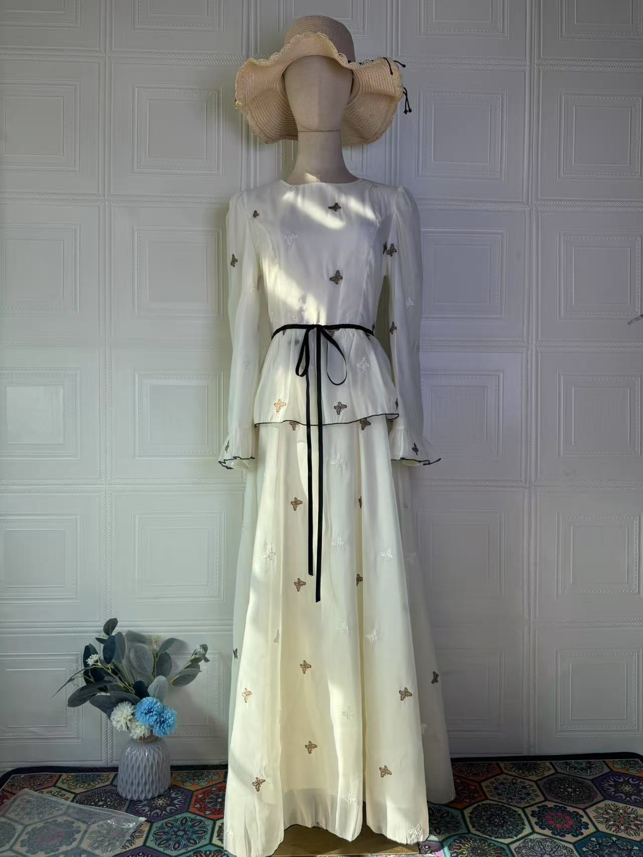 Women's Summer Soft Elegant Graceful Long Sleeve Waist Dresses