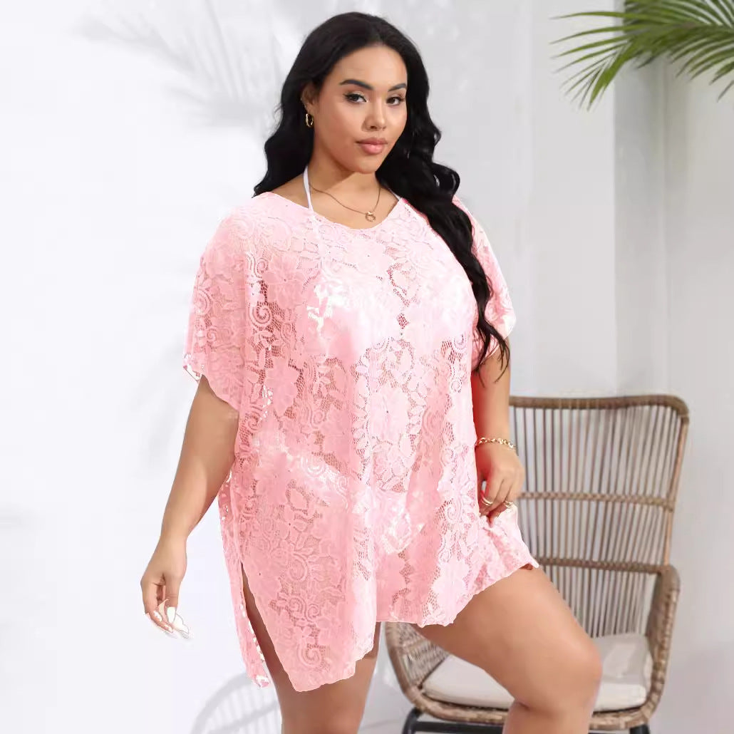 Women's Sexy Lace Cutout Split Beach Dress Blouses