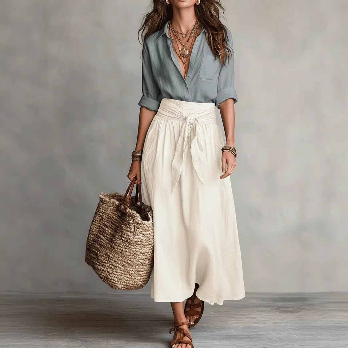 Women's Contrast Color Shirt Two-piece Set Fashion Casual Suit