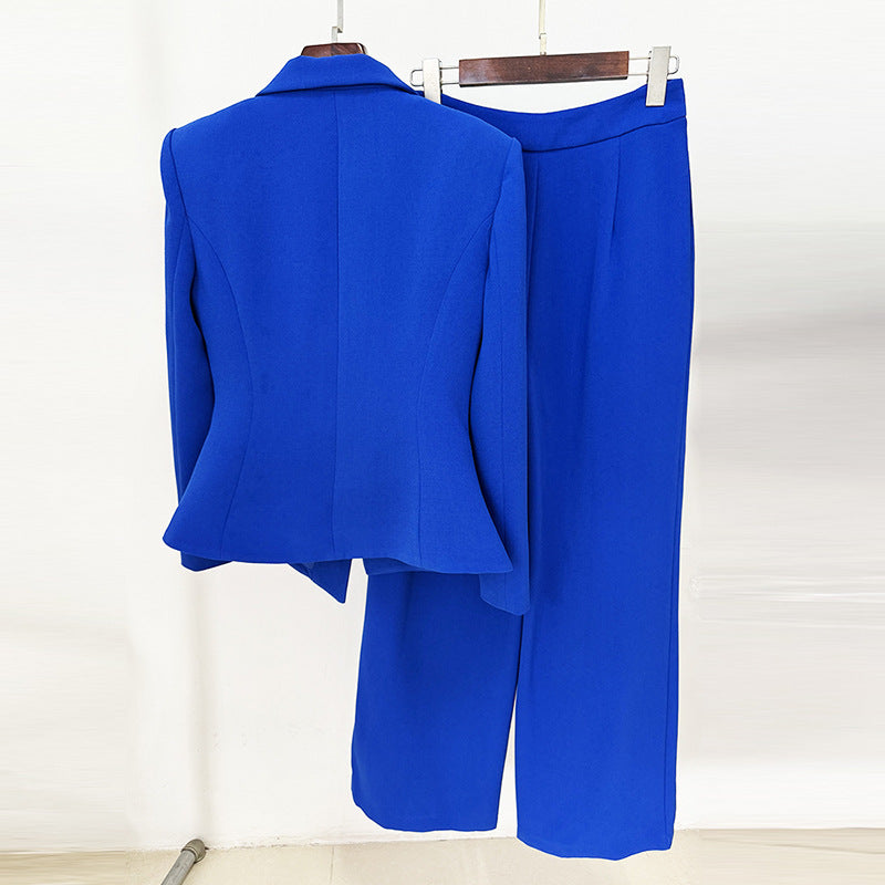 Elegant Rose Buckle Butterfly Decoration Irregular Fashion Casual Suit