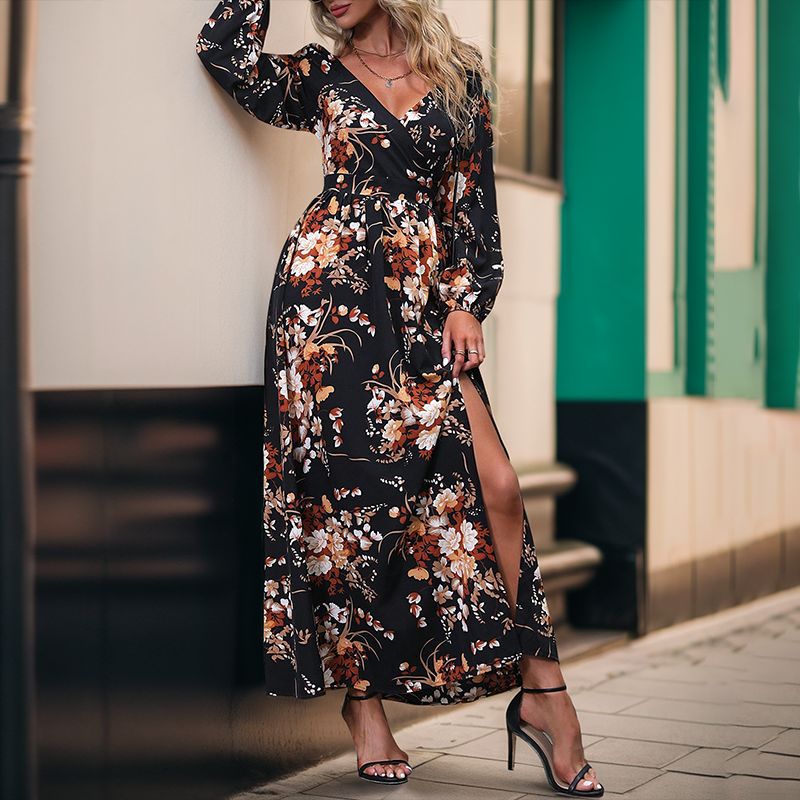 Women's Autumn Long Sleeve Printed Dress Clothing