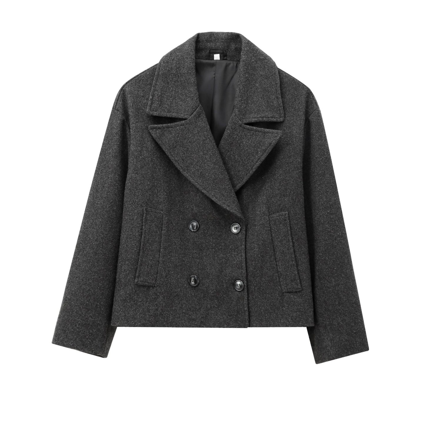 Women's Versatile Two-tone Double Breasted Wool Overcoat Coats