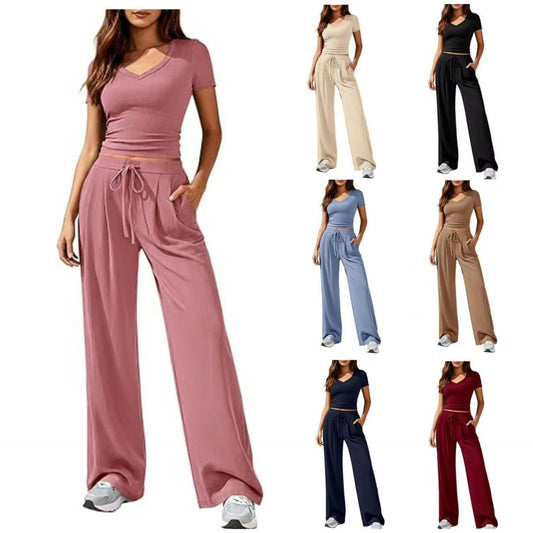 Women's Solid Color Wide Leg For Fashion Casual Suit