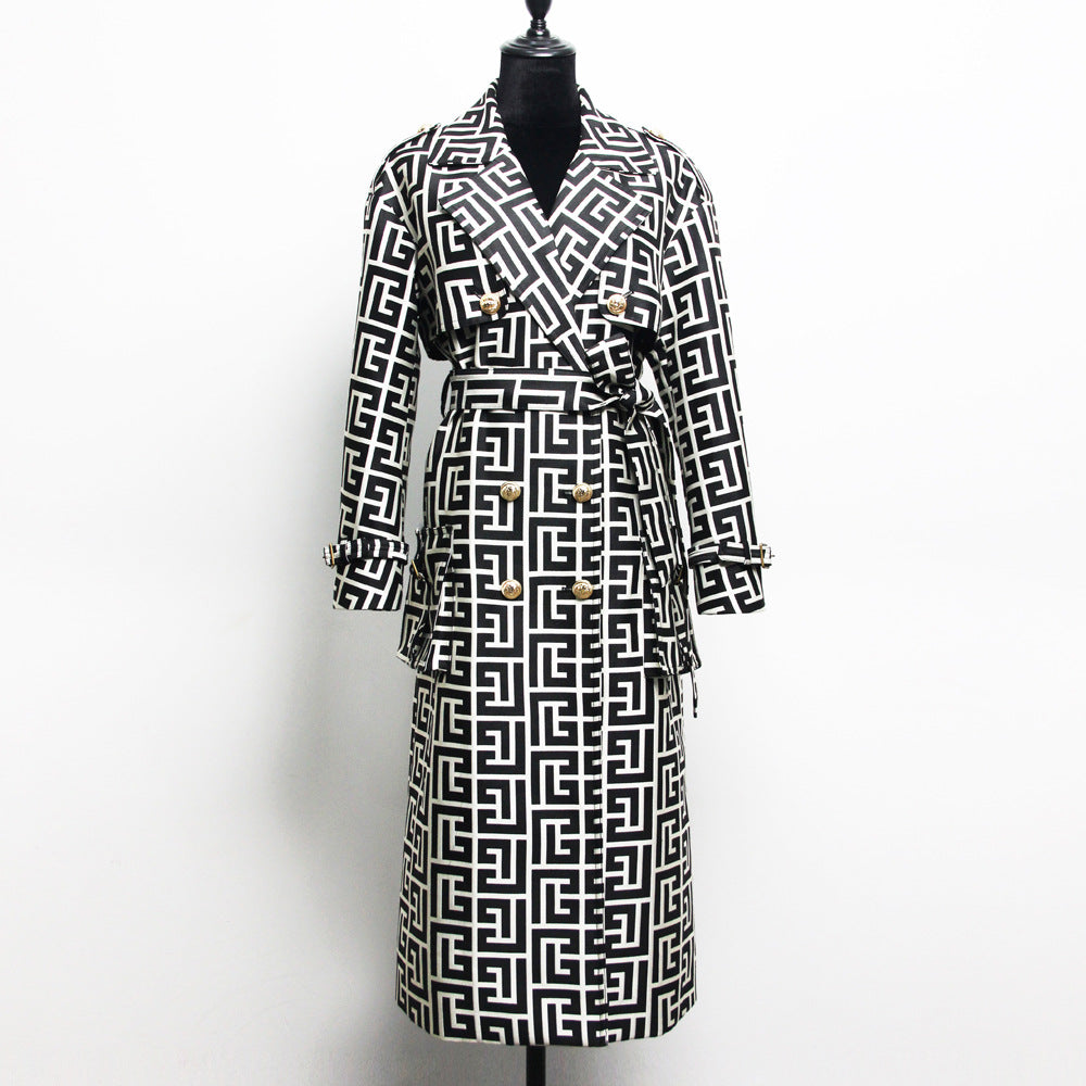 Women's Belt Hepburn Style Temperament Commute Mid-length Coats