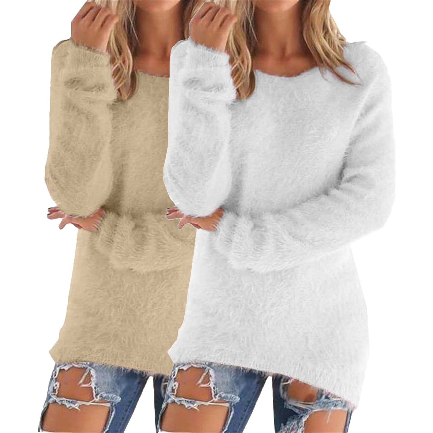 Women's Fashion Wear Winter Round Neck Fleece Sweater