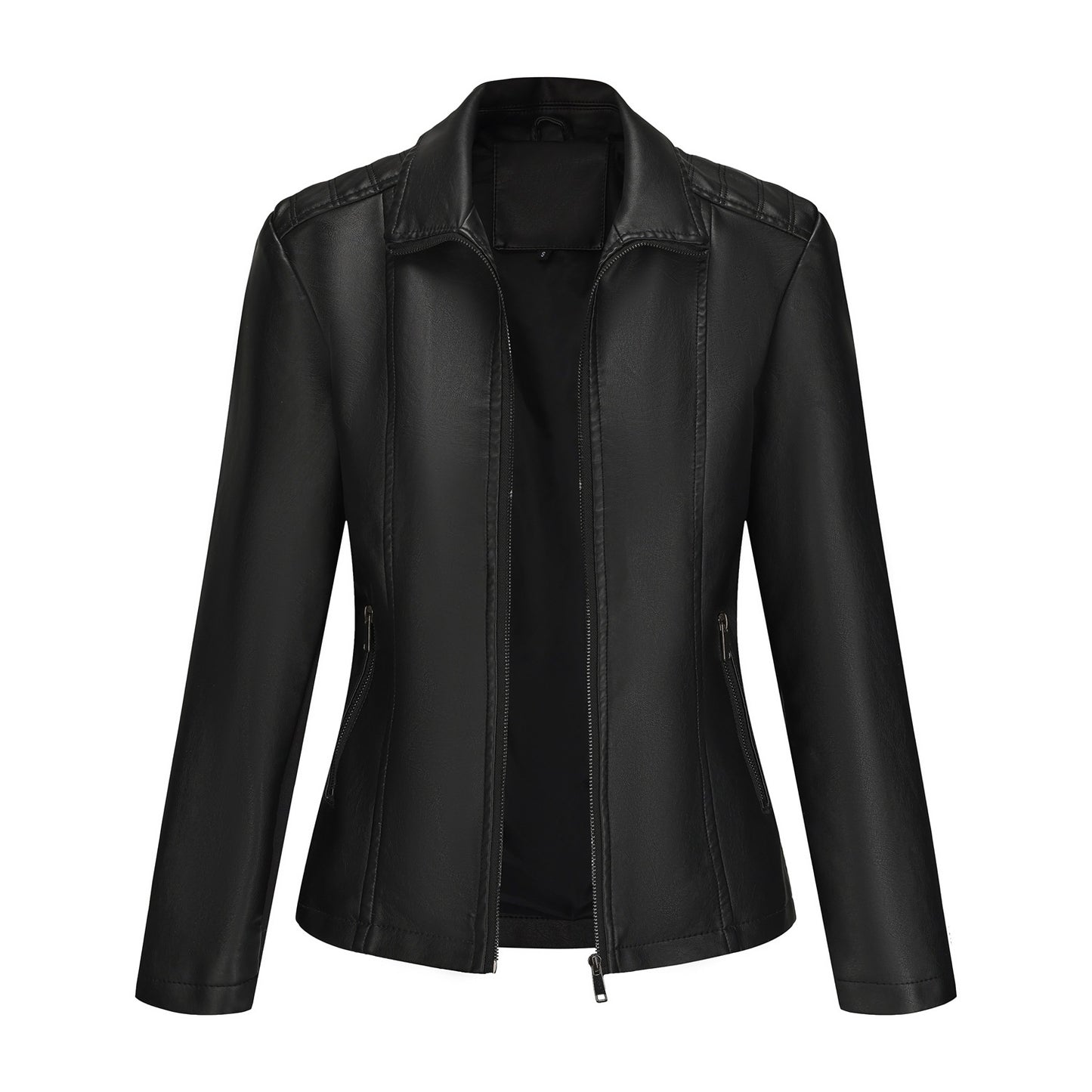 Women's Fashion Wear Leather Knitted Stitching Stretch Jackets