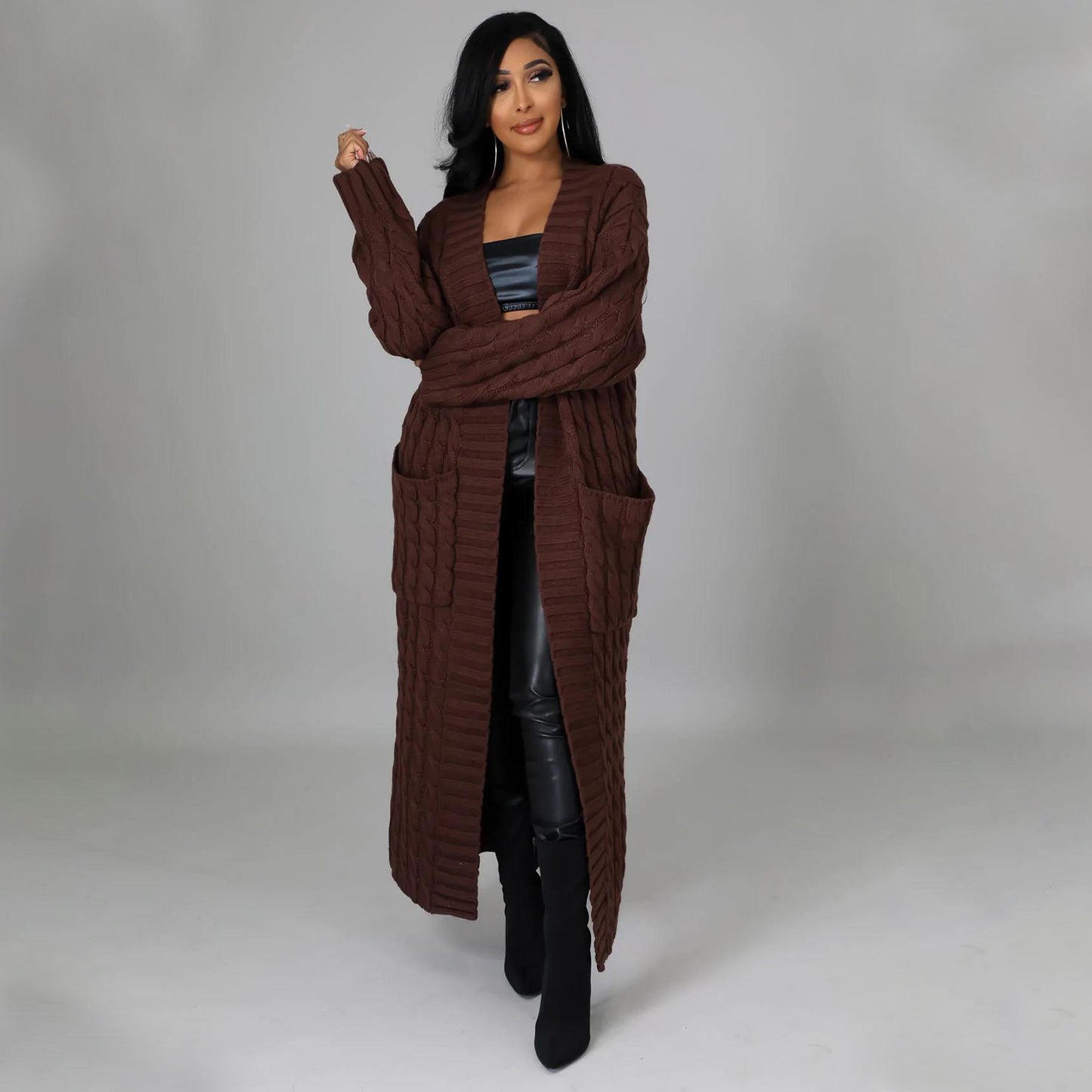 Women's Fashion Casual Long-sleeved Long Solid Color Sweaters