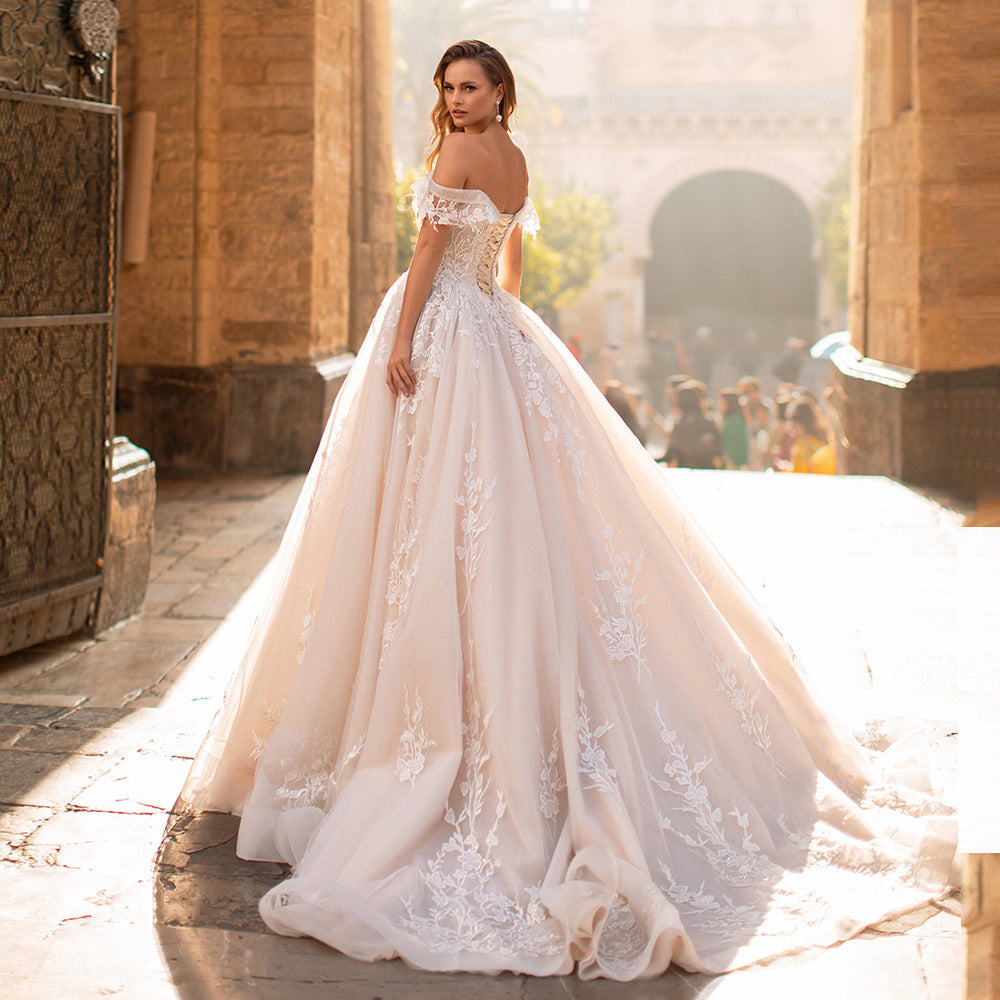 Bride Starry Sky Small Tail Mori Style Slim Lace Wedding Dresses