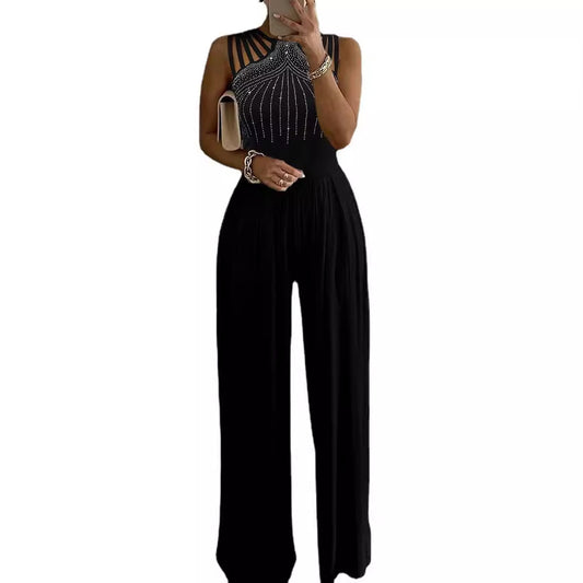 Tight Waist One-piece Dress Solid Color Jumpsuits