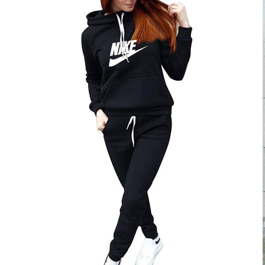 Women's Hoodie Two-piece Sports Fleece Lined Trend Fashion Casual Suit