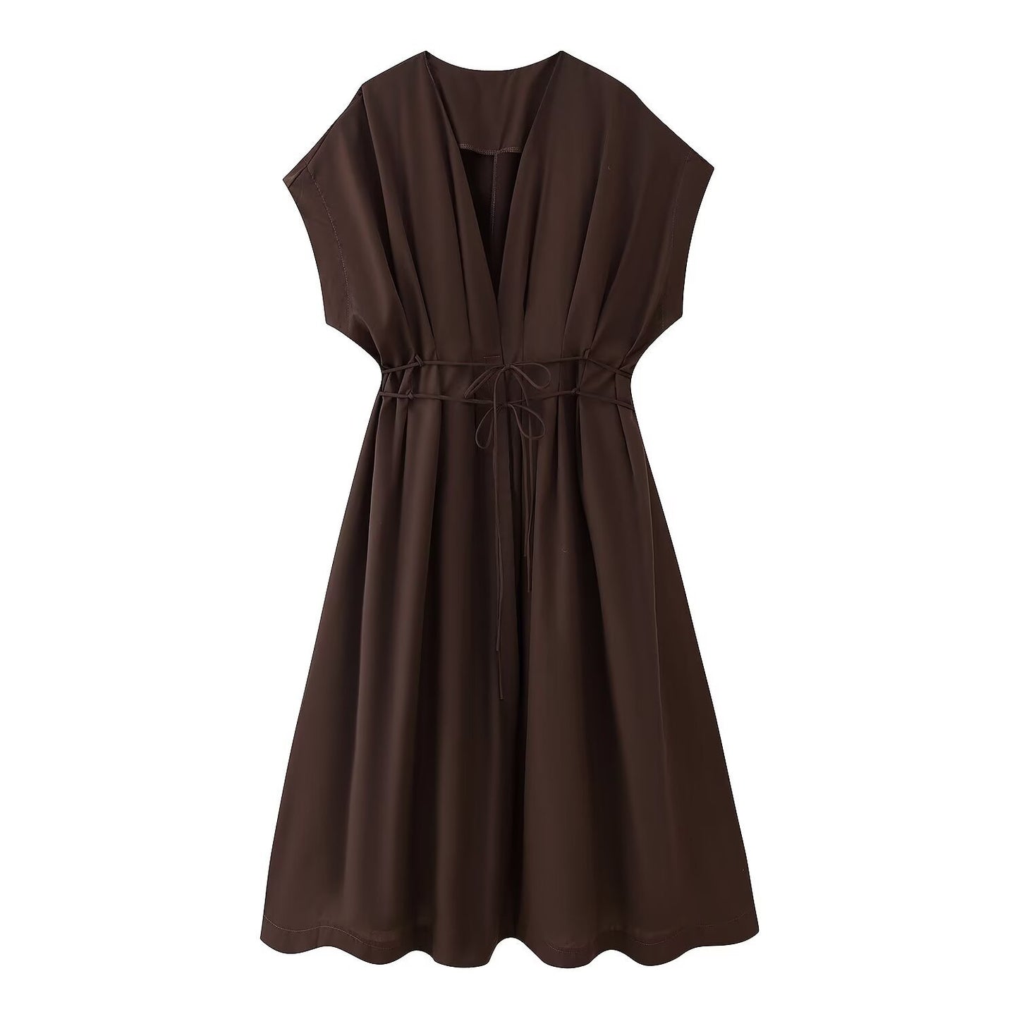 Women's Summer Pleated Draping Sleeve Midi Long Dresses