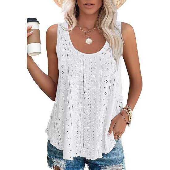 Fashion Round Neck Loose Sleeveless T-shirt Tops