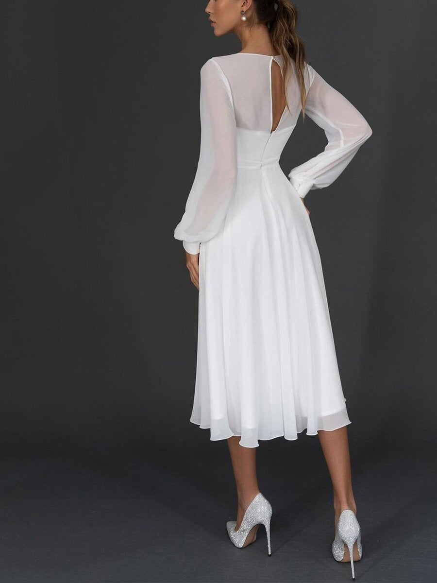 Women's Dress Sexy Sleeve Chiffon Mesh Large Wedding Dresses