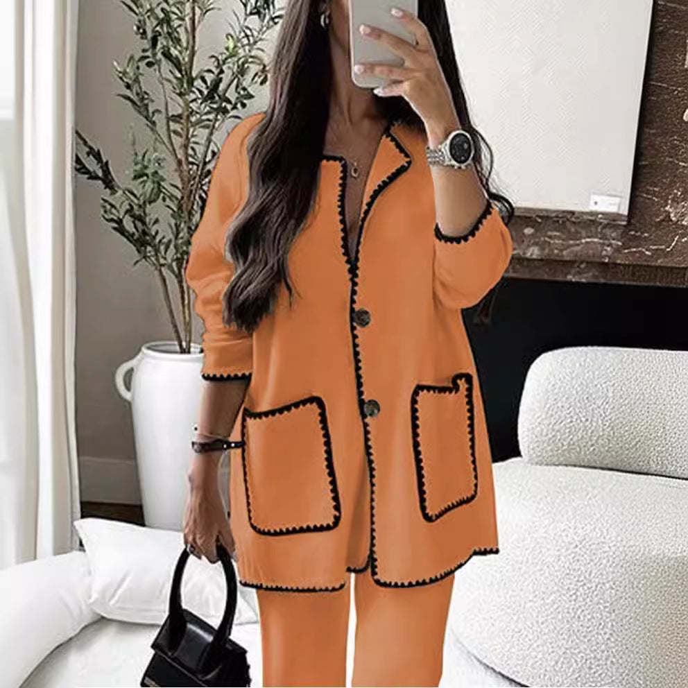 Women's Fashion Casual Loose Solid Color Two-piece Suits
