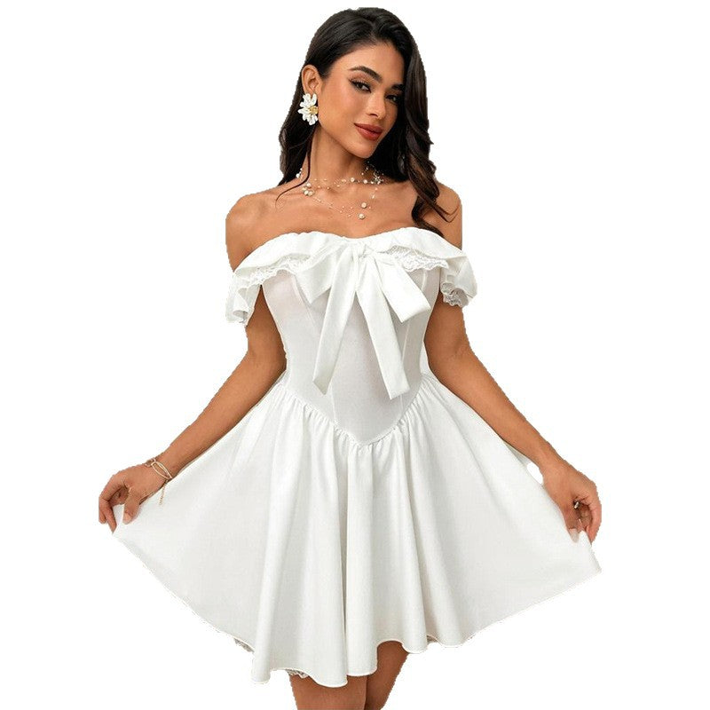 Women's Waist A- Hem French Court Bow Dresses