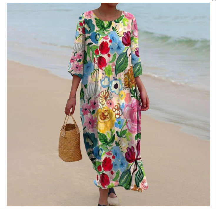 Women's Summer Long Printed Casual Fashion Ladies Dresses