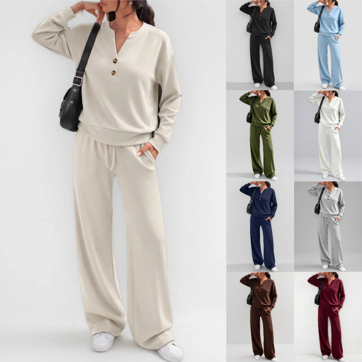 Women's Loose-fitting Long Sleeves Sports Two-piece Fashion Casual Suit