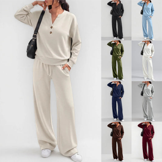 Women's Loose-fitting Long Sleeves Sports Two-piece Fashion Casual Suit