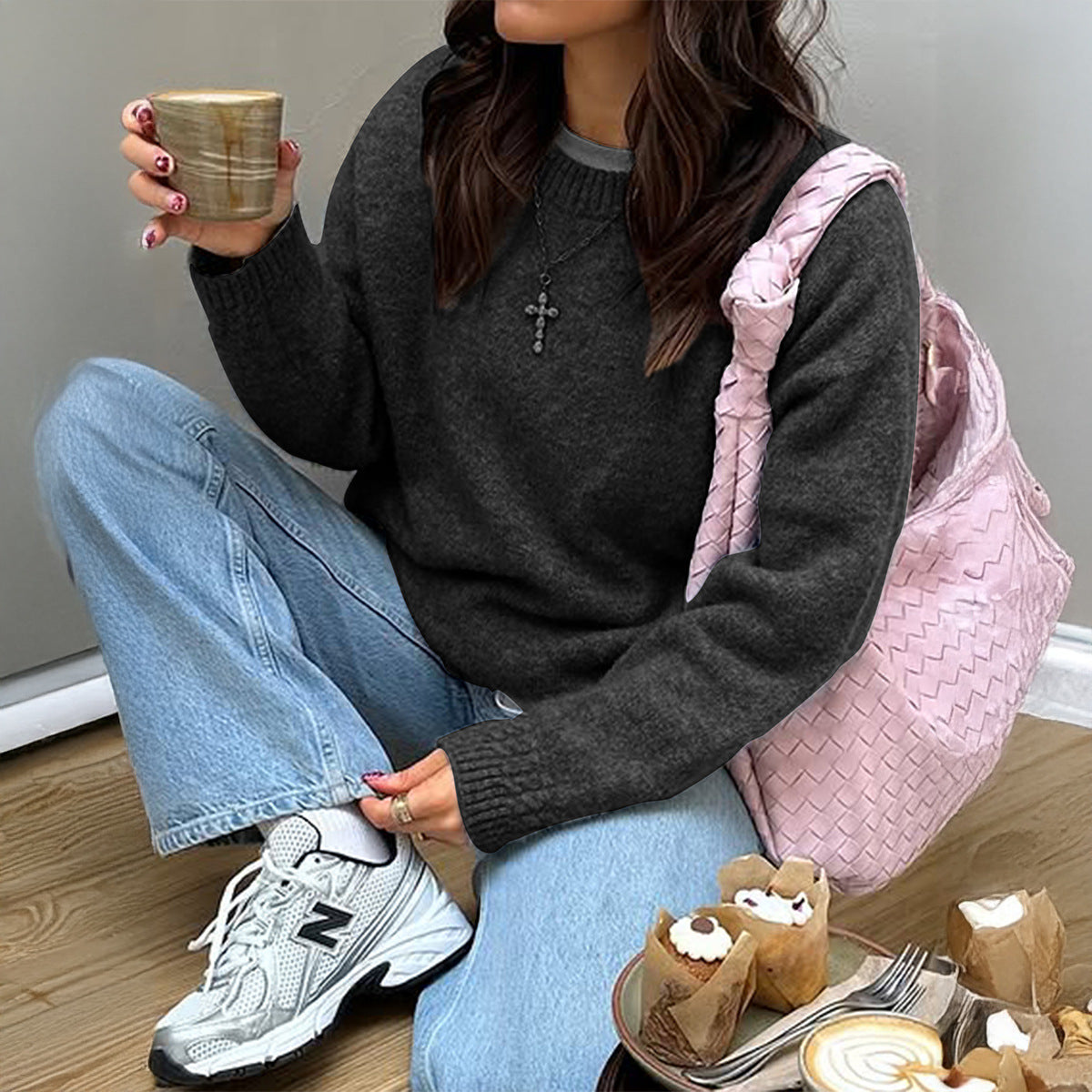 Women's Simple Fashion Woolen Long Sleeve Solid Color Sweaters