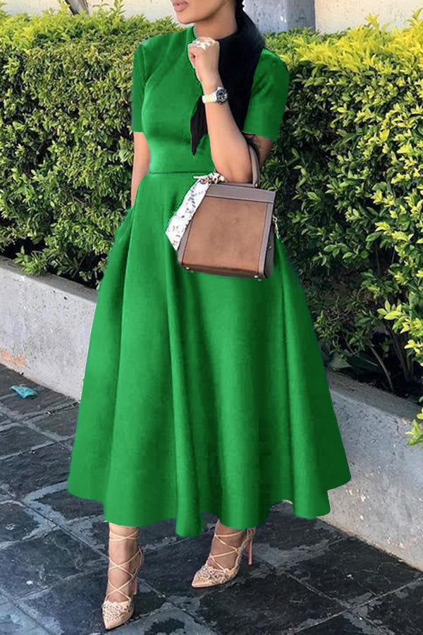 Women's Neck Sleeve Temperament Slimming Large Hem Dresses