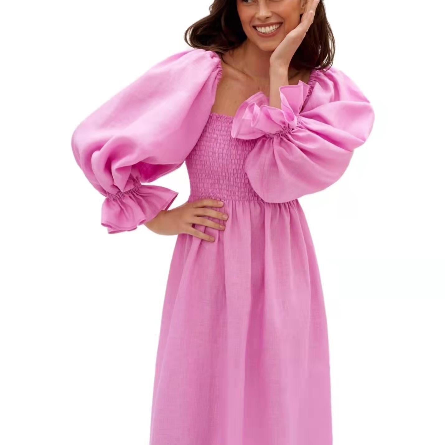 Pretty Charming Classic Puff Sleeve Smocking Dress