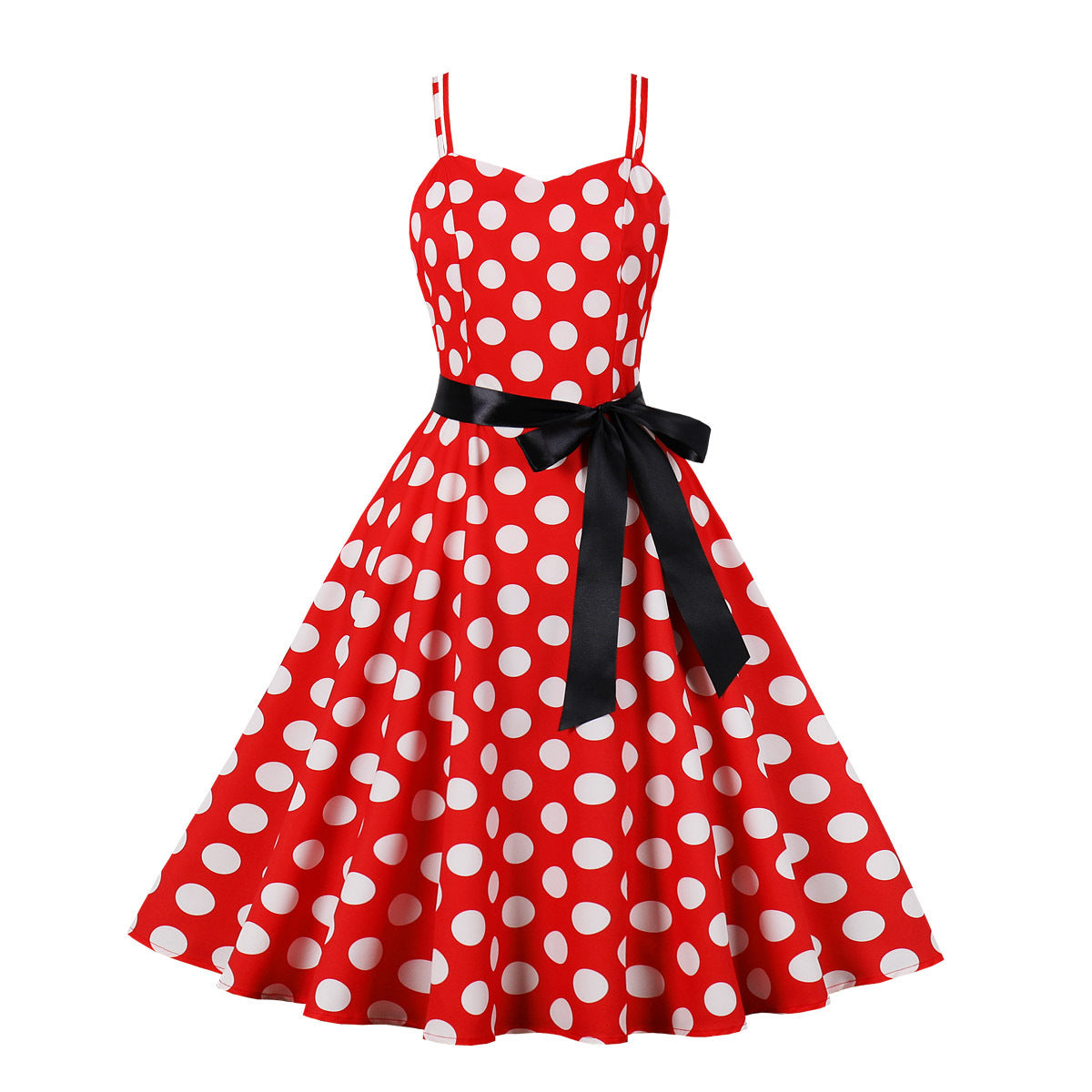 Women's Swing Polka Dots Digital Printing Slip Dresses